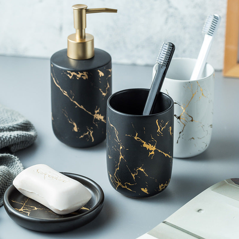 Ceramic Bathroom Vanity Set with Marble Pattern