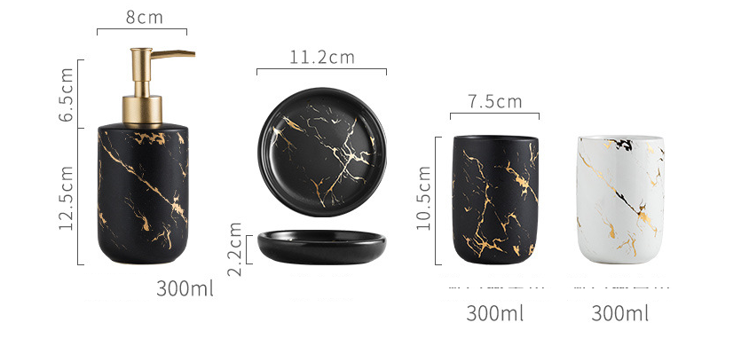 Ceramic Bathroom Vanity Set with Marble Pattern